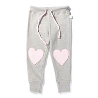 Minti Heart Knee Trackies Grey Marle/Ballet
